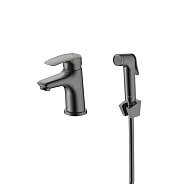 Смеситель для умывальника с гигиеническим душем Milardo Rora графит (RORGM01M08)