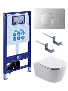 SET AQUATEK ЕВРОПА New-068 4в1 (рама AQUATEK INS-0000025 +крепление KKI-0000002 +кнопка KDI-0000068 +унитаз AQ1106L-00 +тонкое сиденье с механиз)