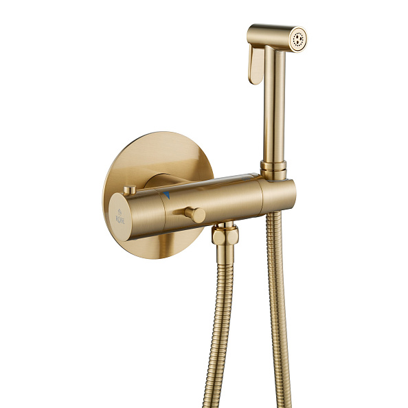 Гигиенический душ с термостатом Rose R915G, золотой сатин