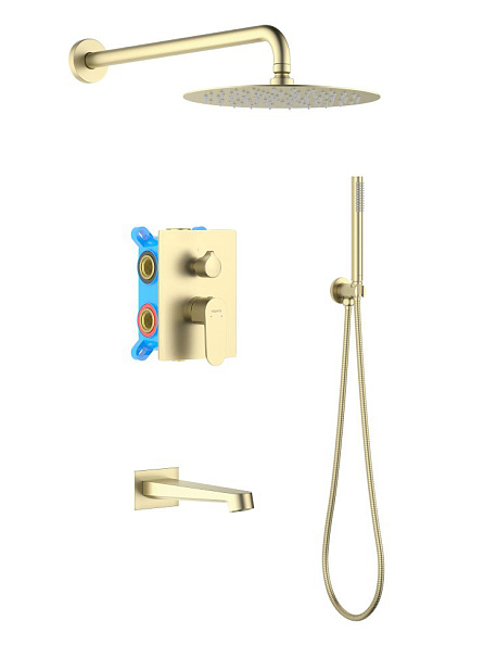 AQ1273BG ОБЕРОН Set 4 в 1 душевой комплект, шлиф. золото