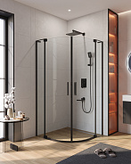Душевой уголок Cezares Slider 80x80x195 мм, полукруглый, nero (SLIDER-R-2-80/90-C-NERO)