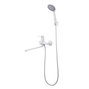 Смеситель Prohanss для ванны и душа универсальный поворотный излив 30 см, белый (P64.22.08)