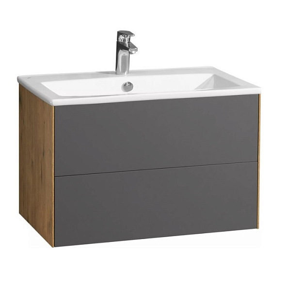 1A2581K1AJA00 Набор Aquaton: 1A258101AJA00 Тумба-умывальник Сохо 75 Дуб Веллингтон/ 1WH501619 РаковинаЭлина 75