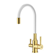 Смеситель Raglo R81.64.03 для кухни с подключением к фильтру излив гибкий поворотный, сатин золотой