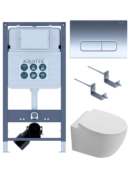 SET AQUATEK СИРИУС PNS-07 (рама INSP-0000001+крепёжKKI-0000002+ клавиша PNS-0000007 + унитаз AQ1582T-00 СИРИУС TORNADO с тонким сиденьем soft-close)