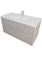 AQ66100-DO-LG Комплект мебели:Тумба 100 см ЛИБРА с раковиной AQ4100-00, 2 ящика push-to-open,цвет фасадов серый туман, корпус дуб давос