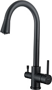 AQ1085MB ВЕГА смеситель для кухни с подключением к фильтру воды (полукруглый излив), матовый черный