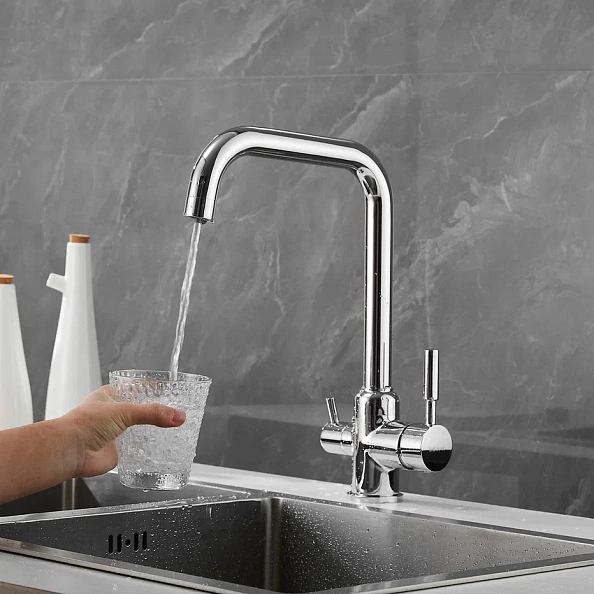 Смеситель для кухни с подключением фильтра Shevanik S268, хром