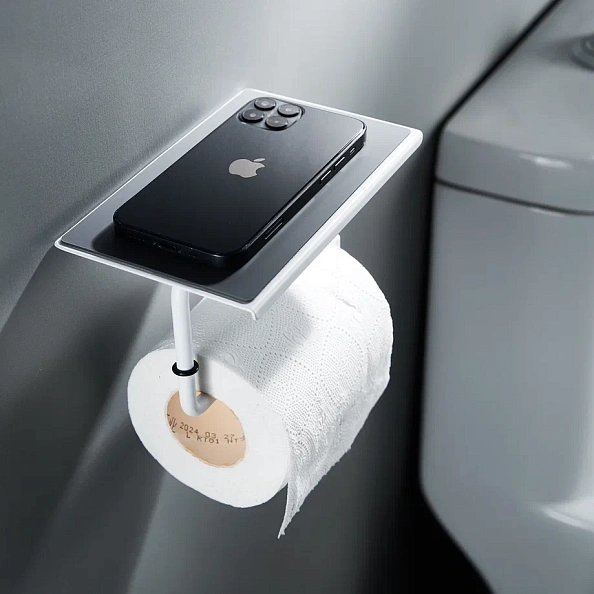 Держатель для туалетной бумаги с полочкой Shevanik SZ15C, белый