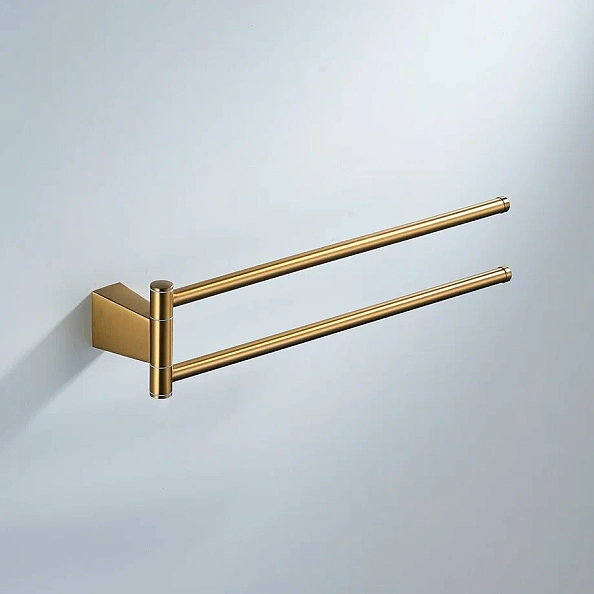 Полотенцедержатель поворотный двойной Shevanik SG5707G, золотой сатин