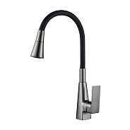 Смеситель для кухни с гибким изливом Shevanik S543T-3, оружейная сталь/черный