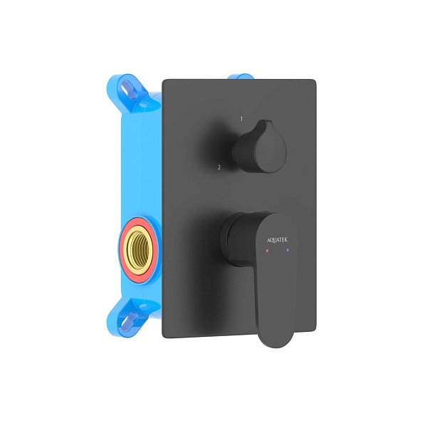 Смеситель для ванны 2 режима (внешняя и скрытая часть) AQUATEK ОБЕРОН, матовый черный AQ1246MB