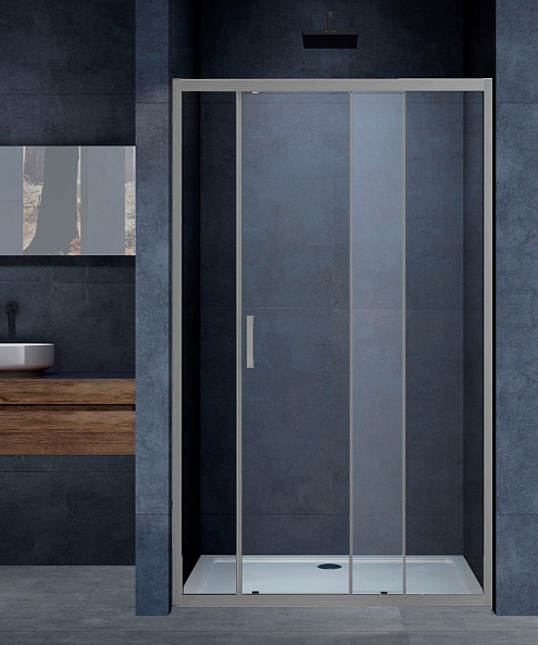 Душевая дверь Vincea Alpha (VDS-3AL140CLGM) 1400х1900 мм, вороненая сталь, стекло прозрачное