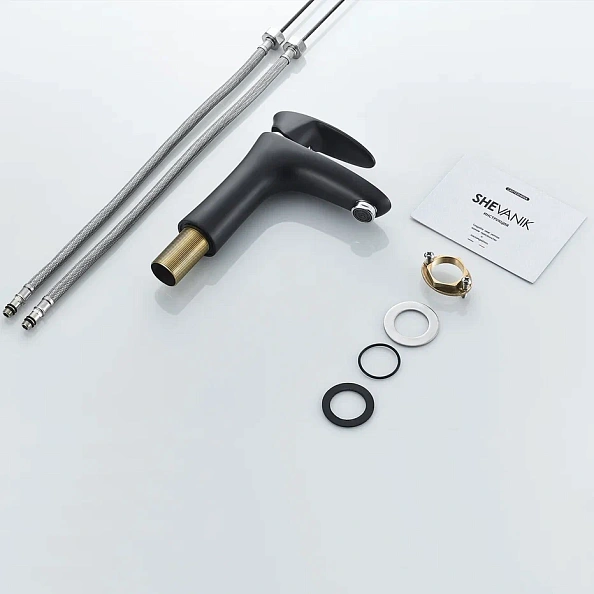 Смеситель для раковины Shevanik S9801H, черный/хром