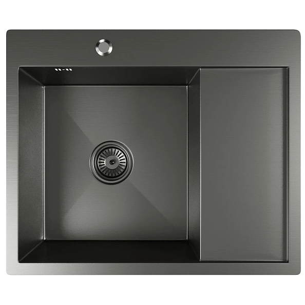 Мойка настол.монтаж 60х50 (3,0) лев. вып 3 1/2  MIXLINE PRO 20см с сифоном (черный графит)