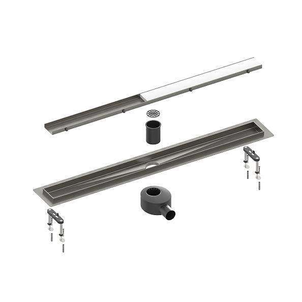 Душевой лоток TIMO Drain System 800 с двусторонней панелью "plate" под плитку, черное золото (DS230208/18)