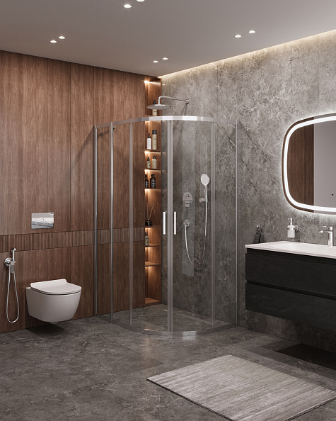 Душевой уголок Cezares Molveno 110x80x195 мм, полукруглый, хром (MOLVENO-RH-2-110/80-C-Cr-IV)