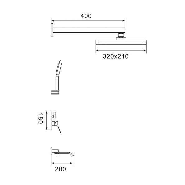 Душевая система встраиваемая Shevanik S4135, хром