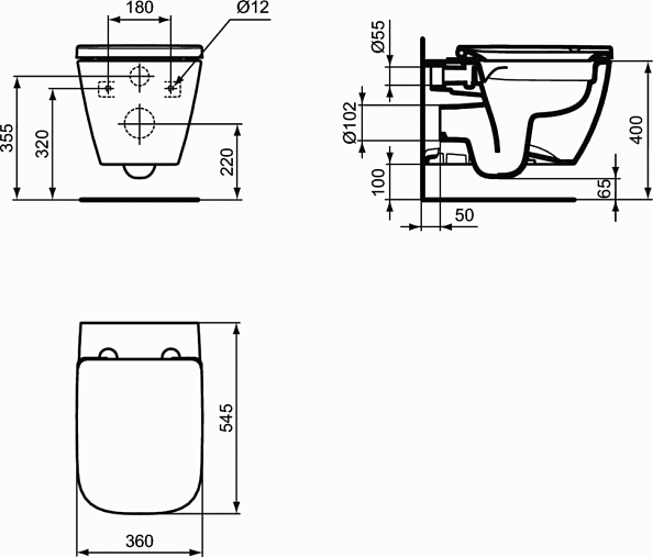 T468301 Ideal Standard i.life B Сиденье и крышка, с функцией плавного закрытия, дюропласт, металлические шарниры, легкосъемное