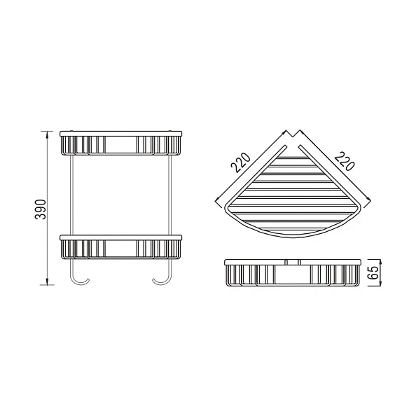 Полка металлическая угловая двухъярусная Rose RW12Q, бронза