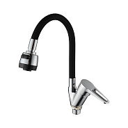 Смеситель для кухни с гибким изливом и режимом "душ" D-Lin D150303-1T, хром/черный