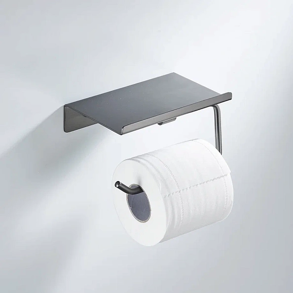 Держатель для туалетной бумаги с полочкой Shevanik SG5705T-1, оружейная сталь