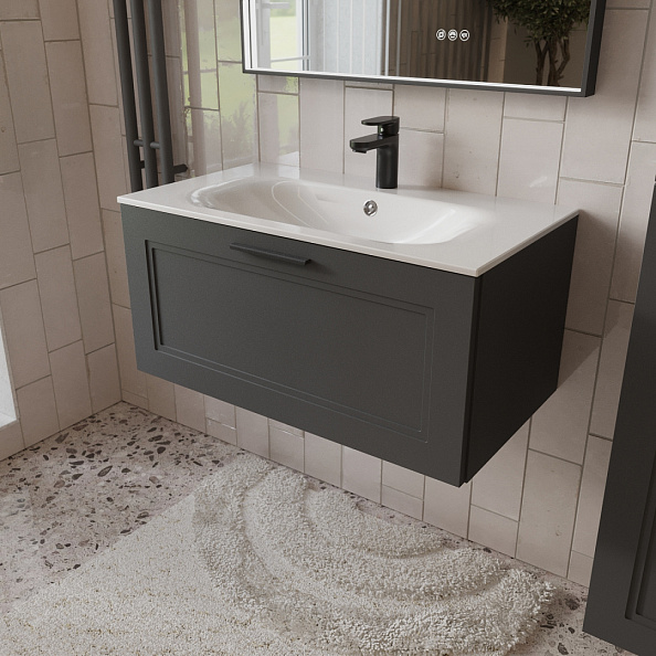 Тумба с раковиной подвесная (80см) Terminus Classik CLA10801701601O, графит