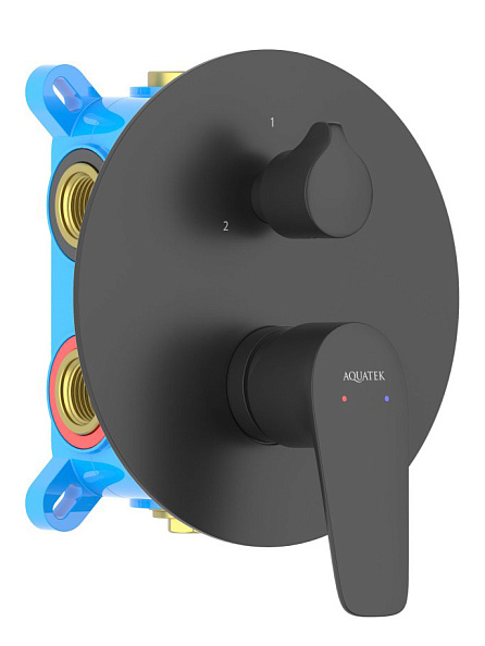 Смеситель для ванны БЕТТА, 3 режима, внешняя и скрытая часть, матовый черный, AQ1147MB