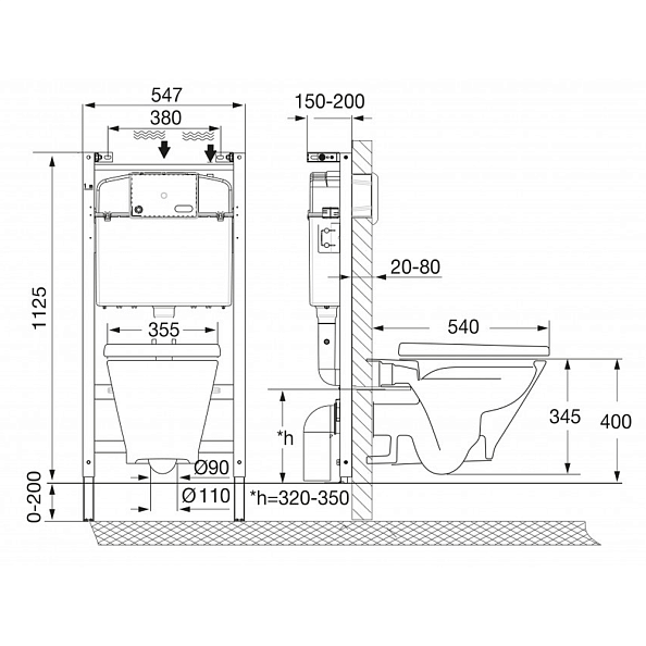 Комплект инсталляция и унитаз подвесной безободковый Roca The Gap Rimless, белый (893104100.02)