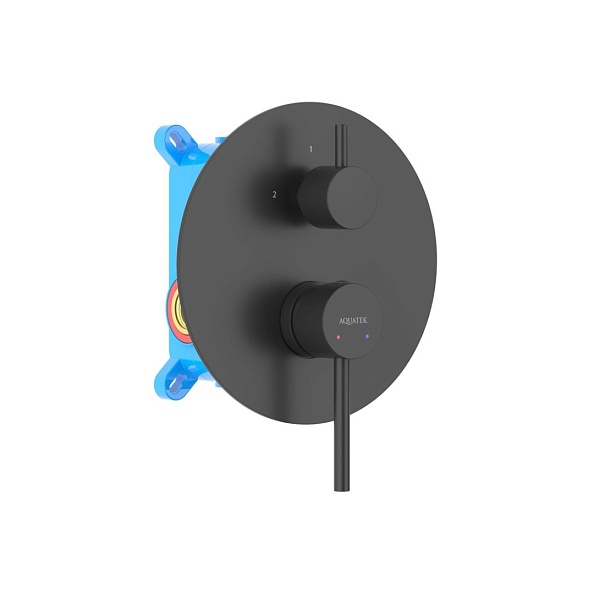 Смеситель для ванны AQUATEK ЕВРОПА, 2 режима, внешняя и скрытая часть, матовый черный AQ1346MB