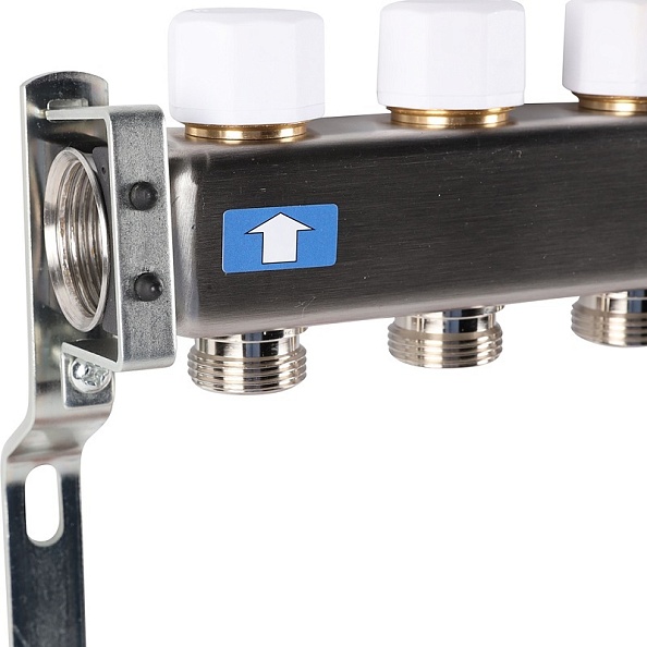 Коллектор Rommer 1"x3/4" на 12 контуров с расходомерами (нерж. сталь) (RMS-1200-000012)