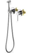 AQ1319CR ЕВРОПА комплект для гигиенического душа встроенный 2 отв. (смеситель + гигиеническая лейка + шланг)