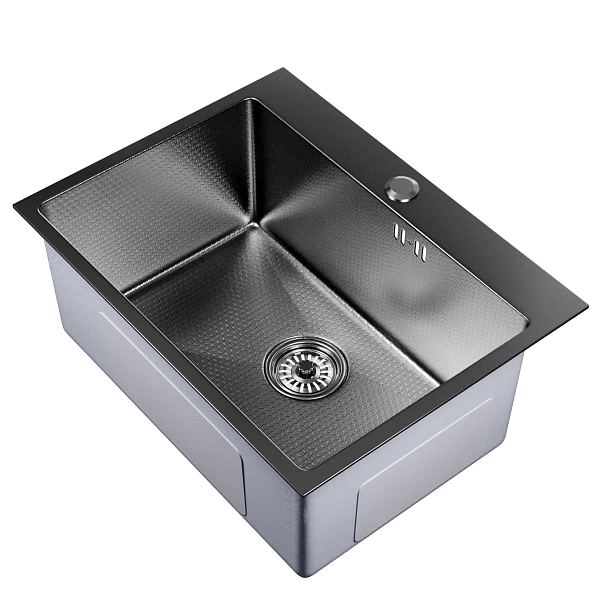 Мойка настол.монтаж 60х45 (3,0) вып 3 1/2  MIXLINE PRO 22см с сифоном (черный графит НАНО)