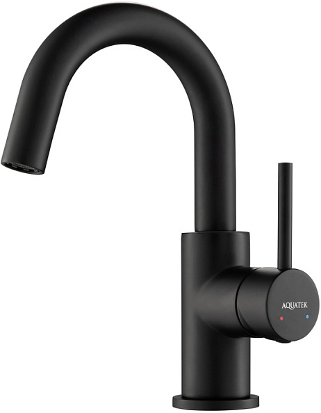 Смеситель для раковины AQUATEK ЕВРОПА, без донного клапана, матовый черный AQ1307MB