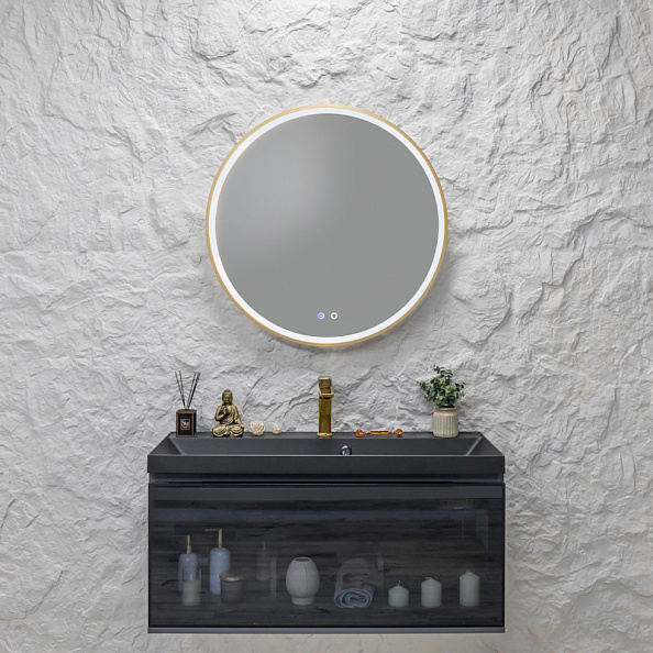 Зеркало Silver Mirrors Делуна/Deluna D800 2.2 (TX ,алюм. профиль, цвет золото, подогрев, сенсорный выключатель)