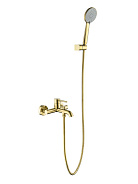 AQ1349BG ЕВРОПА смеситель для ванны с душевым набором 3jet, шлиф. золото