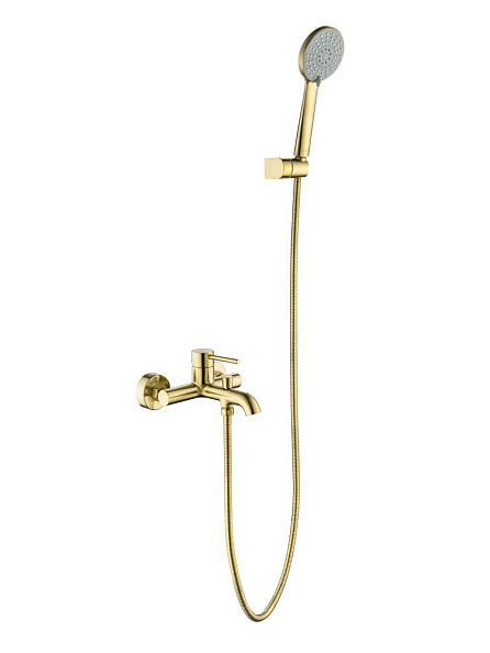 AQ1349BG ЕВРОПА смеситель для ванны с душевым набором, шлиф. золото