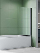 AQ.BS.080.2BL Шторка на ванну, одноэлементная, поворотная 800X1500 профиль черный, стекло прозрачное рифленое 6мм