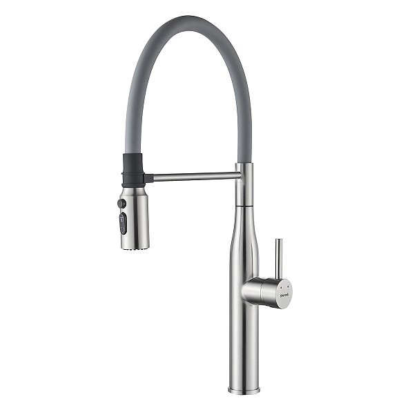 Смеситель для кухни с гибким изливом и режимом "душ" Shevanik S123L-9, сатин