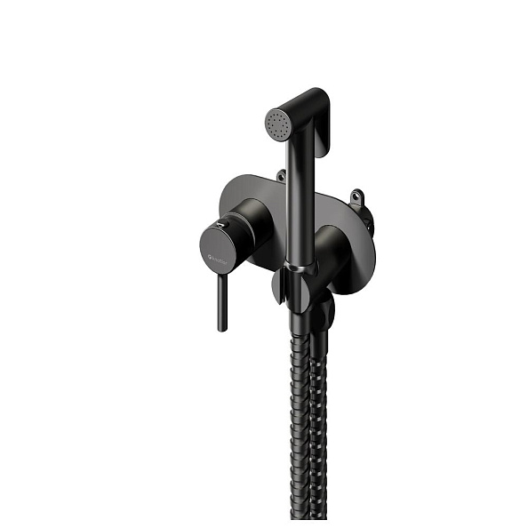 Гигиенический душ со смесителем встраиваемый Knotlor FHS01S1GM, вороненая сталь