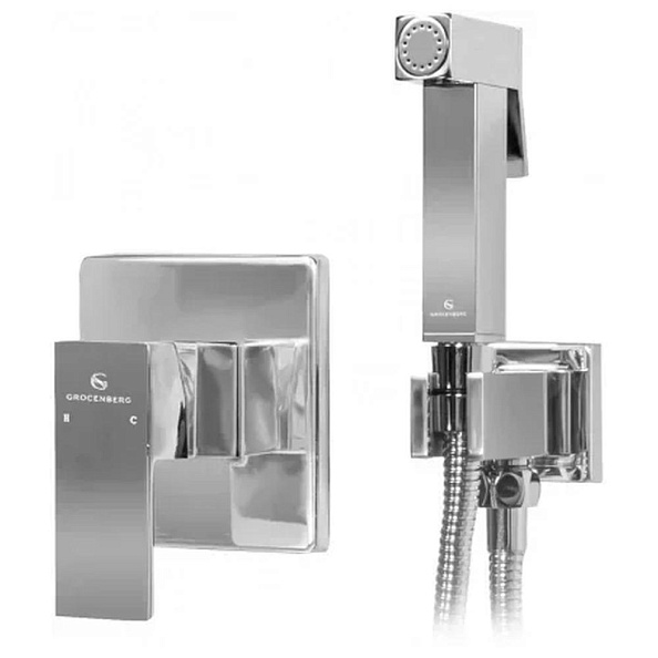 Гигиенический душ со смесителем встраиваемый Grocenberg GB1001CR, хром