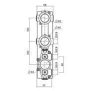 Внутренняя часть Quadro design FixKit, назначение-смеситель для душа термостатический с 2-мя запорными вентилями, сталь брашированная (IN049 AS)
