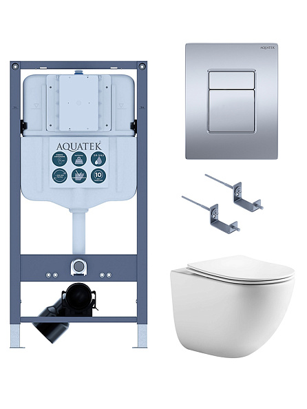 SET AQUATEK ГЕЛИОС PNN-03 4в1 (рама INSP-0000002 +крепёж KKI-0000002+ клавиша PNN-0000003 + унитаз AQ1993T-00 ГЕЛИОС с тонким сиденьем soft-close)
