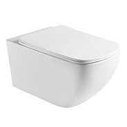 AQ1537T-00 МЕДЕЯ Унитаз подвесной TORNADO безободковый 555*375*335, тонкое сиденье с механизмом плавного закрывания, крепеж