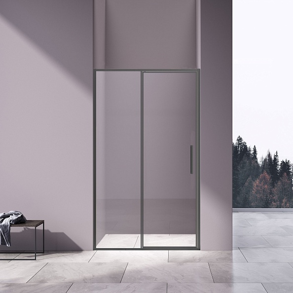 Душевая дверь Vincea Slim 8mm (VDP-4SL120CLGM) 1200х1950 мм, вороненая сталь, стекло прозрачное