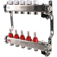 Коллектор Rommer 1"x3/4" на 5 контуров с расходомерами и запорными клапанами (RMS-1201-000005)