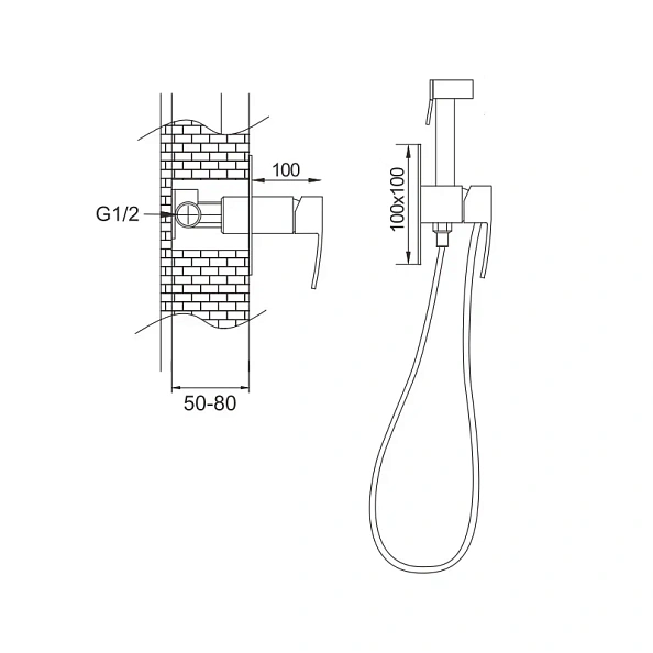 Гигиенический душ со смесителем Rose R1505F, белый/хром