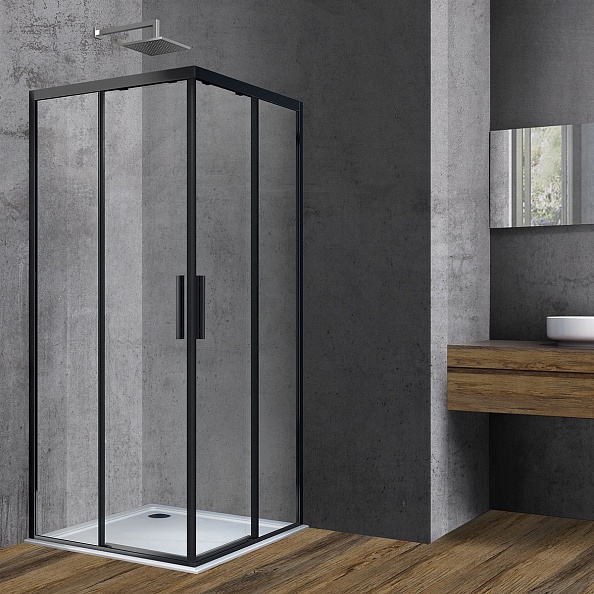 Душевой уголок Vincea Soft (VSS-3SO900CLB) 900х900 мм, черный, стекло прозрачное