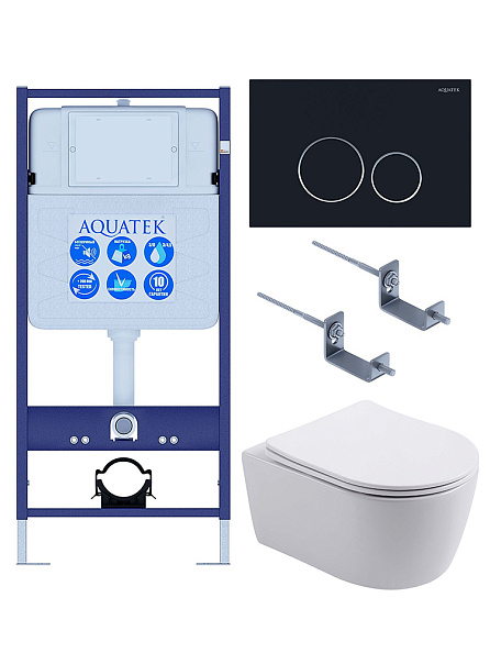 Set AQUATEK ЕВРОПА T-020 4в1 (рама INS-0000012 + крепление KKI-0000002 + кнопка KDI-0000020 + унитаз ЕВРОПА AQ1106T-00 с крышкой sc)