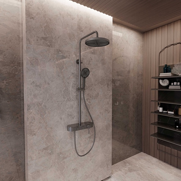 Душевая стойка Vincea VSFS-402GM, вороненая сталь